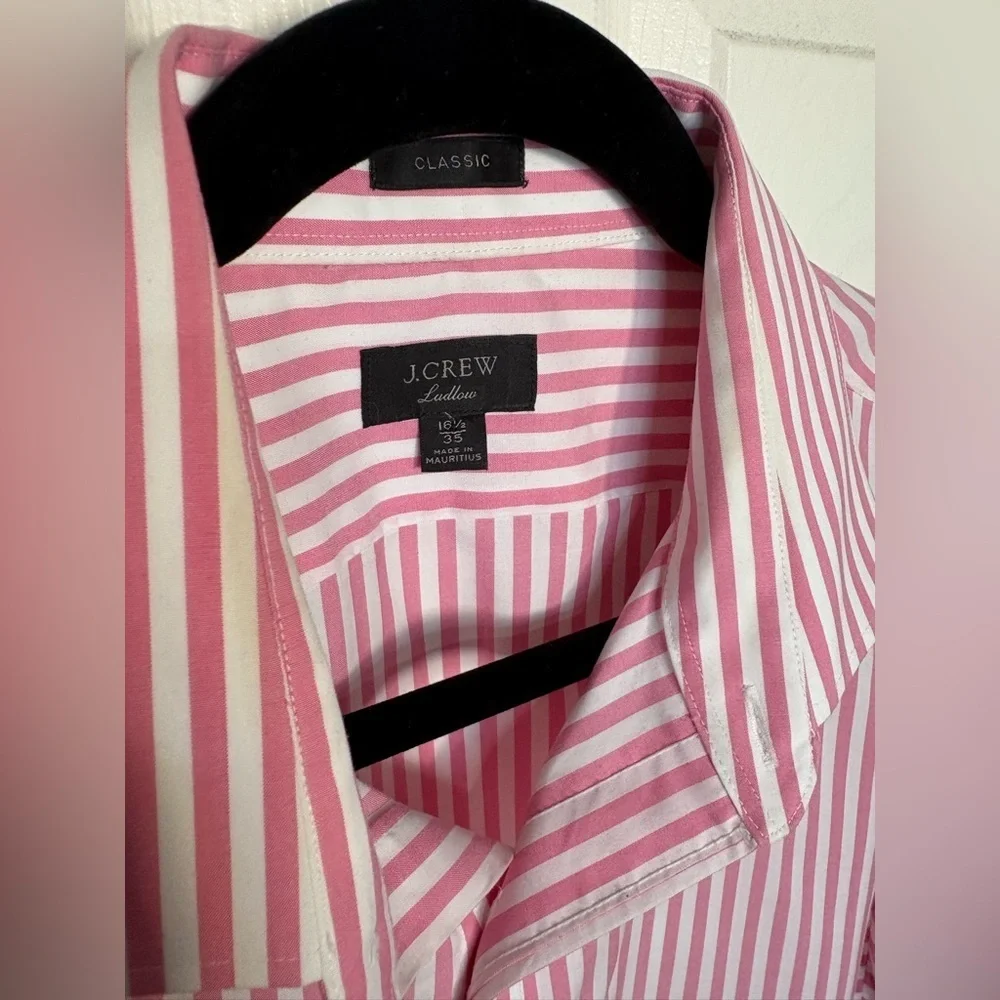 J.Crew Men’s Ludlow Classic Fit Button-Down Shirt | Pink & White | Size 16.5 35